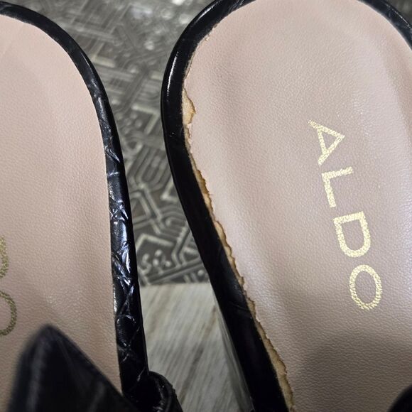 🐢 Aldo High Heel Mule- Block Heel-Croc embossed Size 6 - Picture 16 of 16